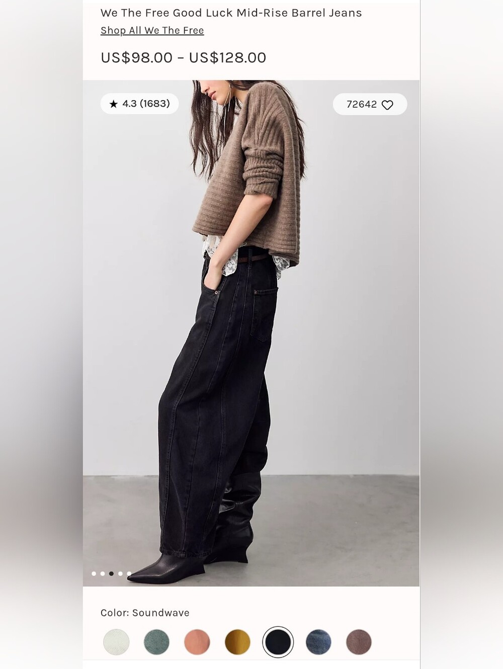 We The Free Good Luck Black Barrel Jeans
